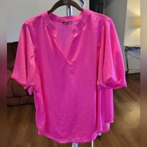Vince Camuto Fuchsia V-Neck Blouse
